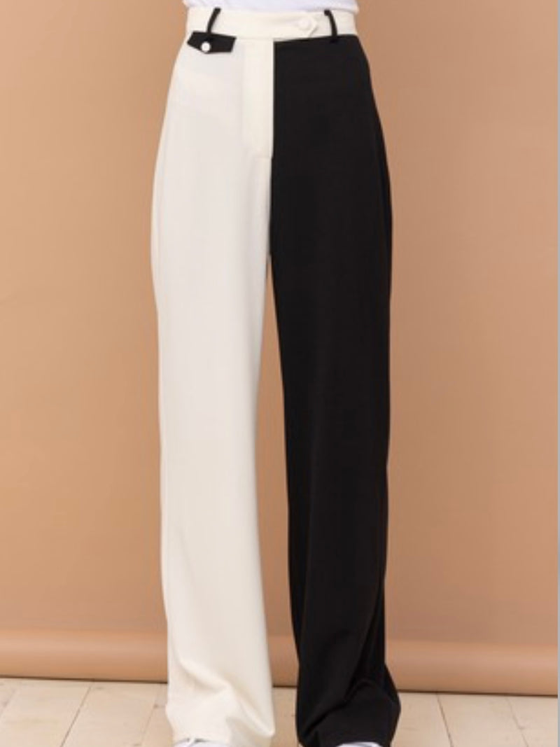 Black White Split Trouser