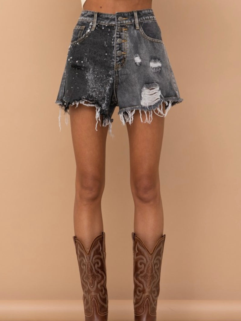 Distressed Sequin Mix Deim Short
