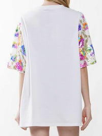 Floral Sequin Embroidered Shirt Dress