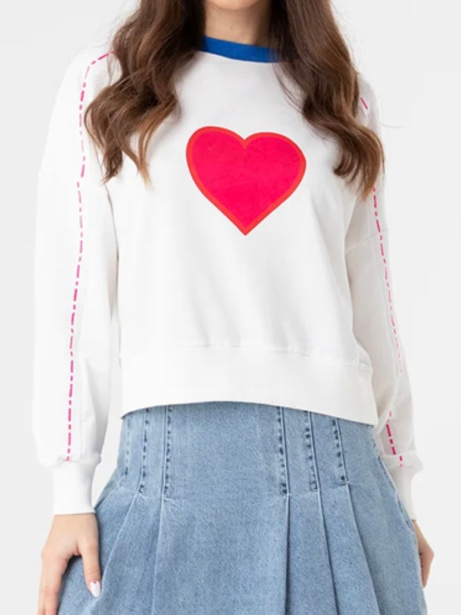 Heart Embroidered Sweeatshirt