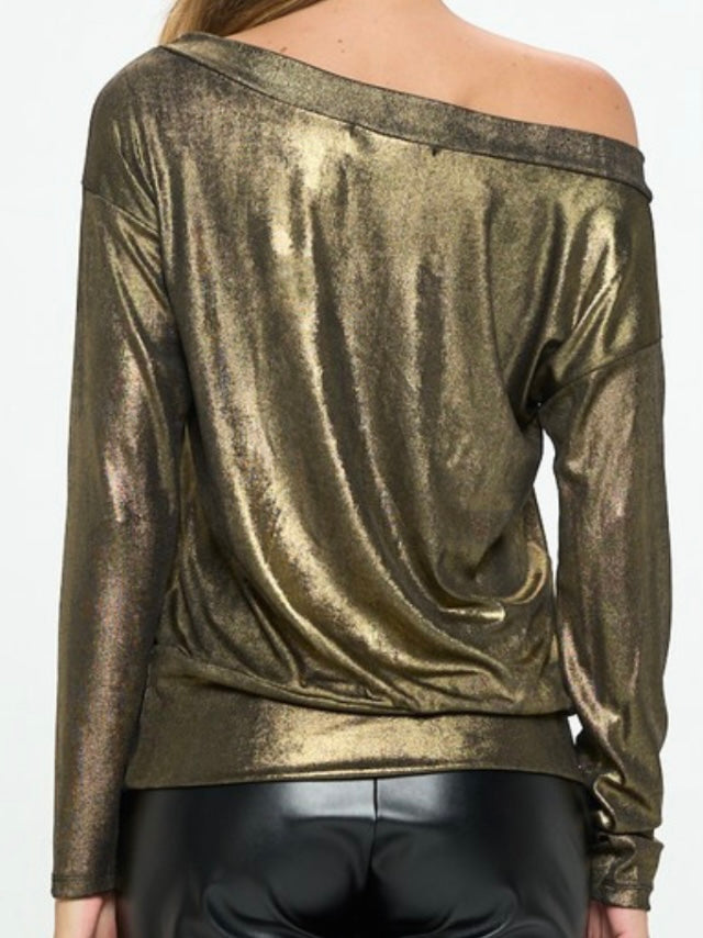 Metallic Off Shoulder Top