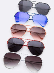Studded Fashion Aviator Sunglasses