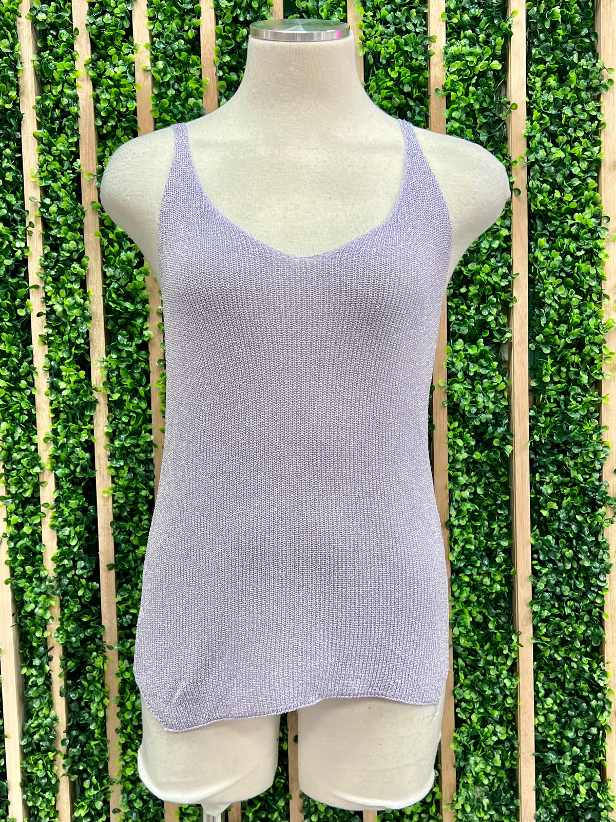 Lavender V Neck Knitted Top