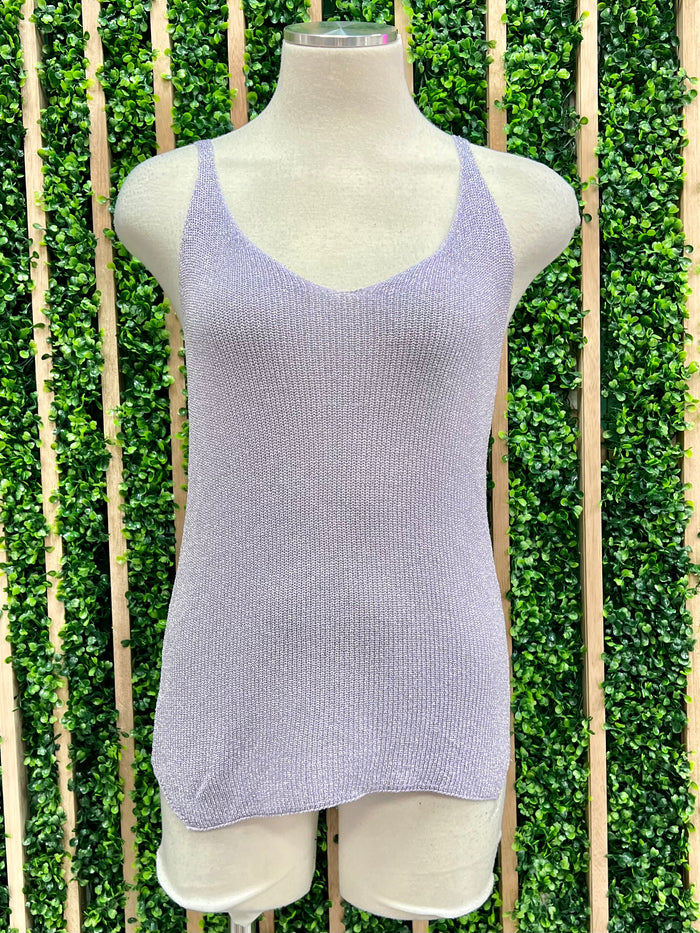 Lavender V Neck Knitted Top