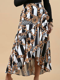 Graphic Print Wrap Skirt