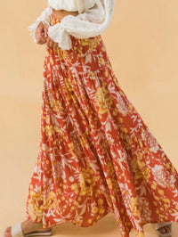 Rust Floral Maxi Skirt