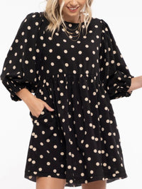 Polka Dot Balloon Sleeve Dress