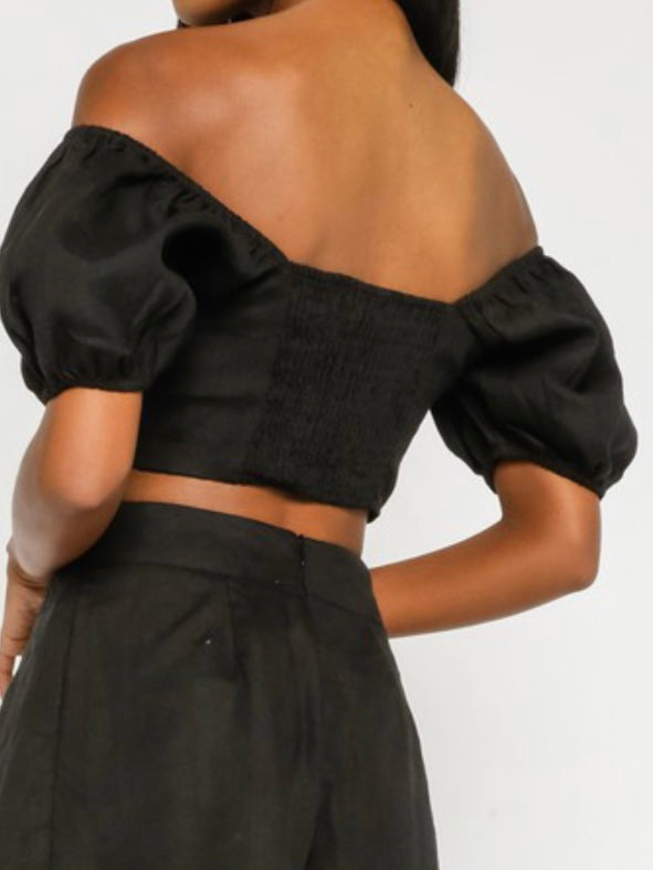Button Detail Crop Top