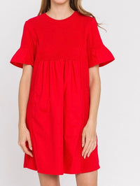 Flutter Sleeve Short Unique Basic Dress