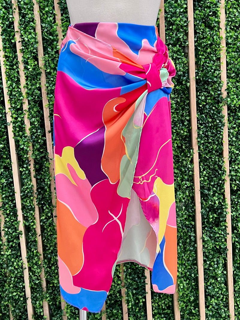 Multi Pink Tie Wrap Skirt