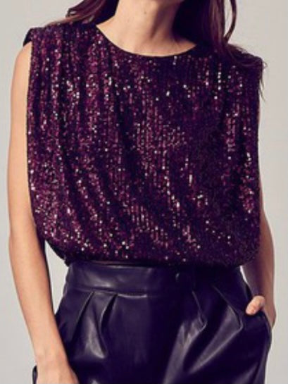 Sequin Muscle Sleeve Blouse
