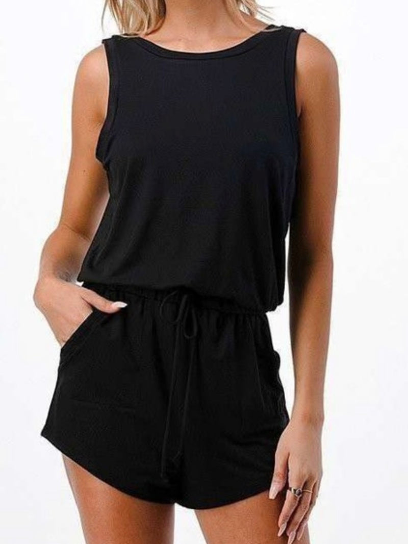 Black U Neck Romper