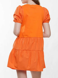 Orange Silver Star Tiered Short Dress
