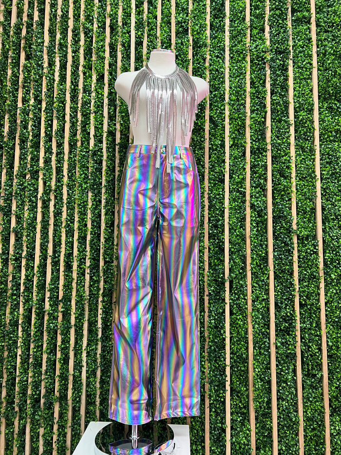 Metallic Rainbow Pleather Pants