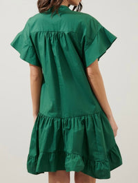 Emerald V Neck Tiered Short Dress