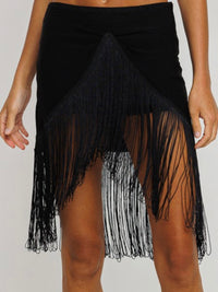 Black Fringe Trim Skort