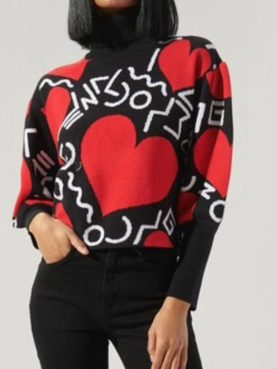 Red Heart Fun Print Sweater