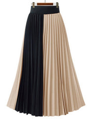 Black Taupe Pleated Midi Skirt
