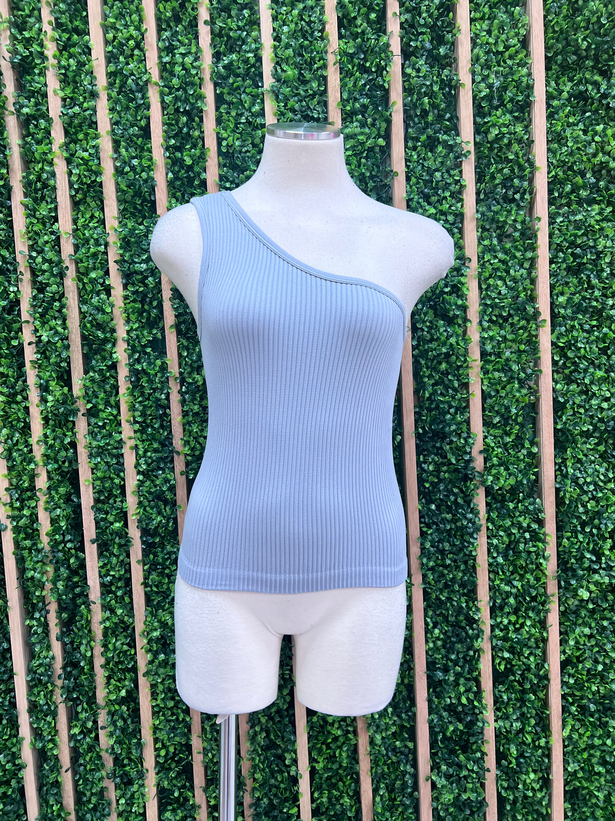 One Shoulder Ribbed Basic Cami