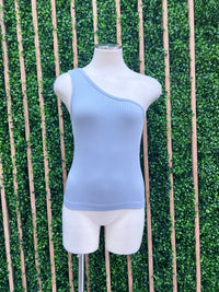 One Shoulder Ribbed Basic Cami