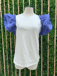 Lavender White Ruffled Top