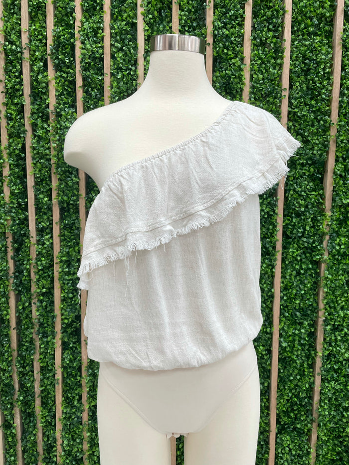 One Shoulder Linen Bodysuit