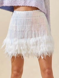 Iridescent Feather Sequin Short Skirt