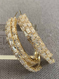 Crystal Triple Row Hoop Earrings