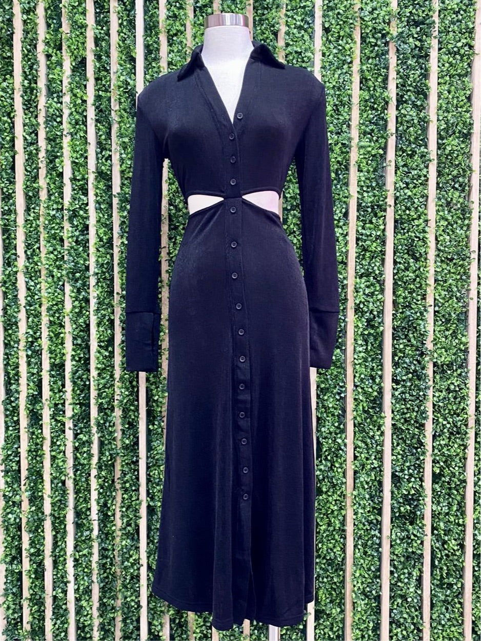 Long Sleeve Cutout Midi Dress