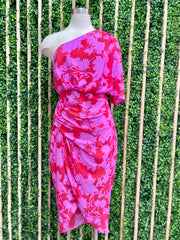 Berry Print One Shoulder Dress