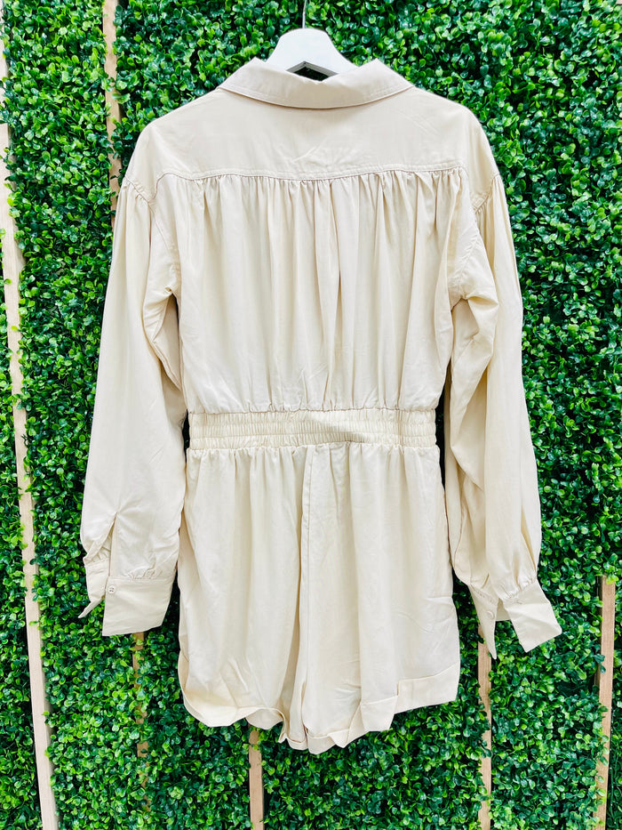 Ecru Puff Sleeve Romper