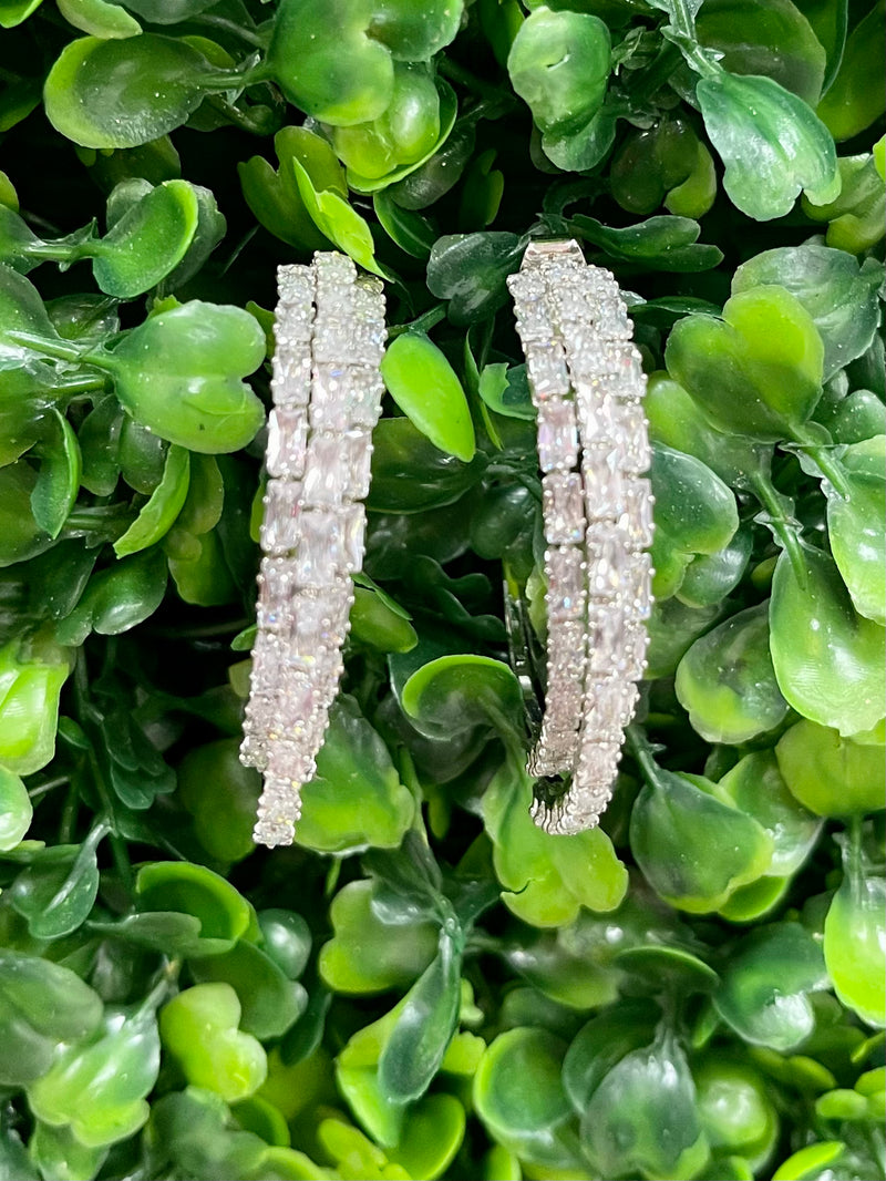 Crystal Triple Row Hoop Earrings