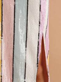 Sequin Striped Midi Skirt