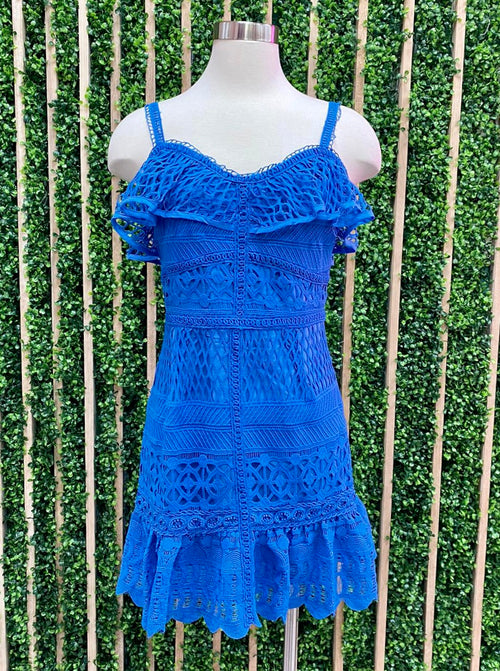 Azure Lace Mix Short Dress
