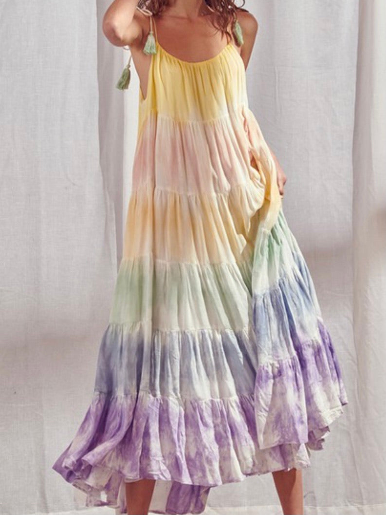 Rainbow Tie Dye Midi Dress