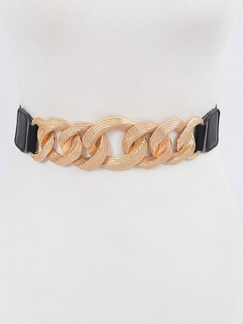 Textured Chain Buckle Elastic Belt