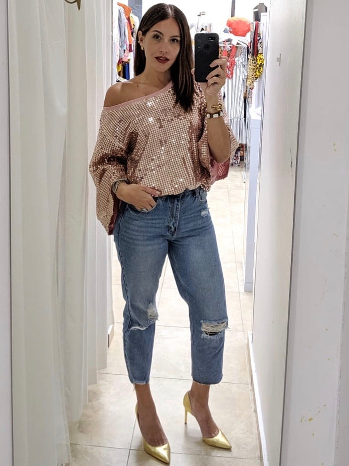 Sequin Off Shoulder Top