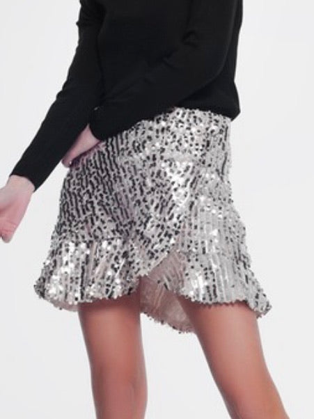 Sequin Ruffled Mini skirt