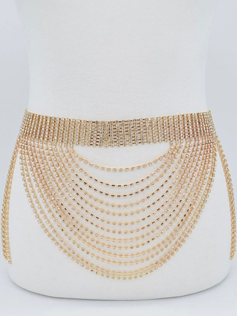 Rhinestone Multi Layered Drop Belt