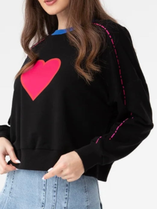 Heart Embroidered Sweeatshirt