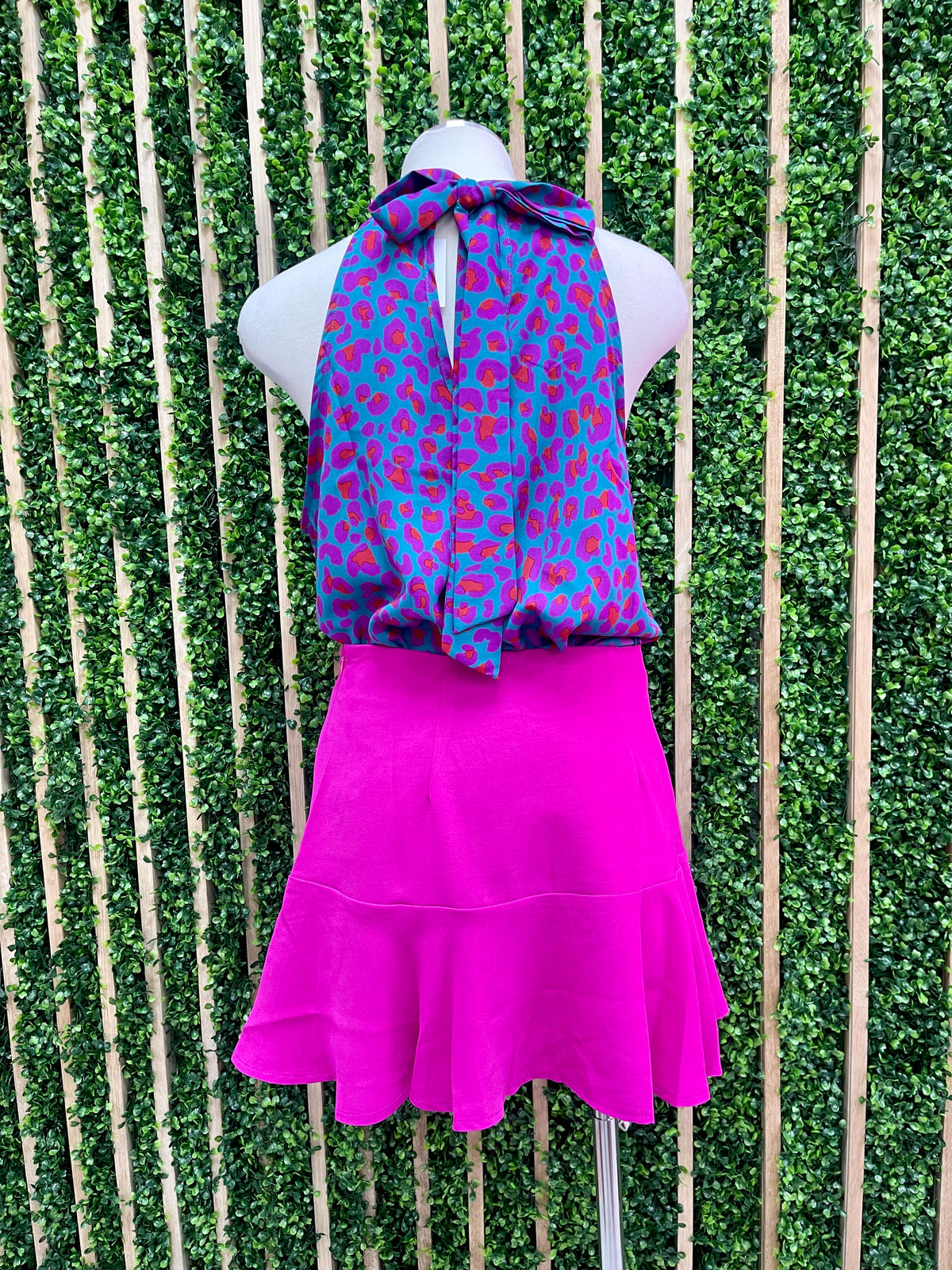 Teal Fuchsia Leopard Top