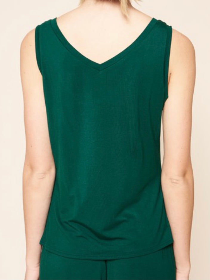 Hunter Green V Neck Jersey Tank Top