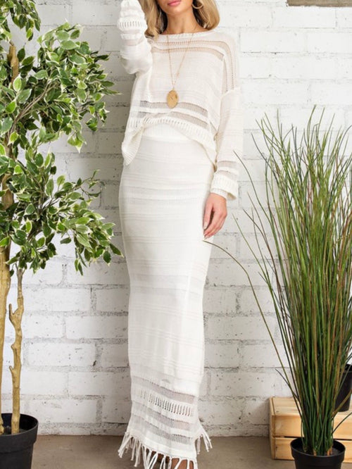 Ivory Knitted Maxi Set