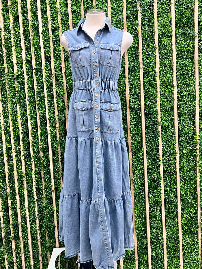 Exquisite Fitted Denim Dress