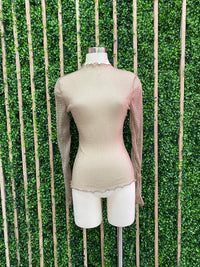 Mock Neck Glitter Mesh Top