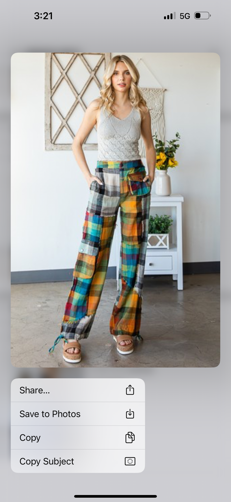 Bright Plaid Wide Leg Pant