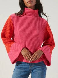 Red Fuchsia Block Sweater