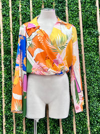 Orange Tropical Print Top