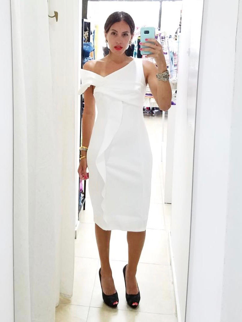 One Shoulder White Dress