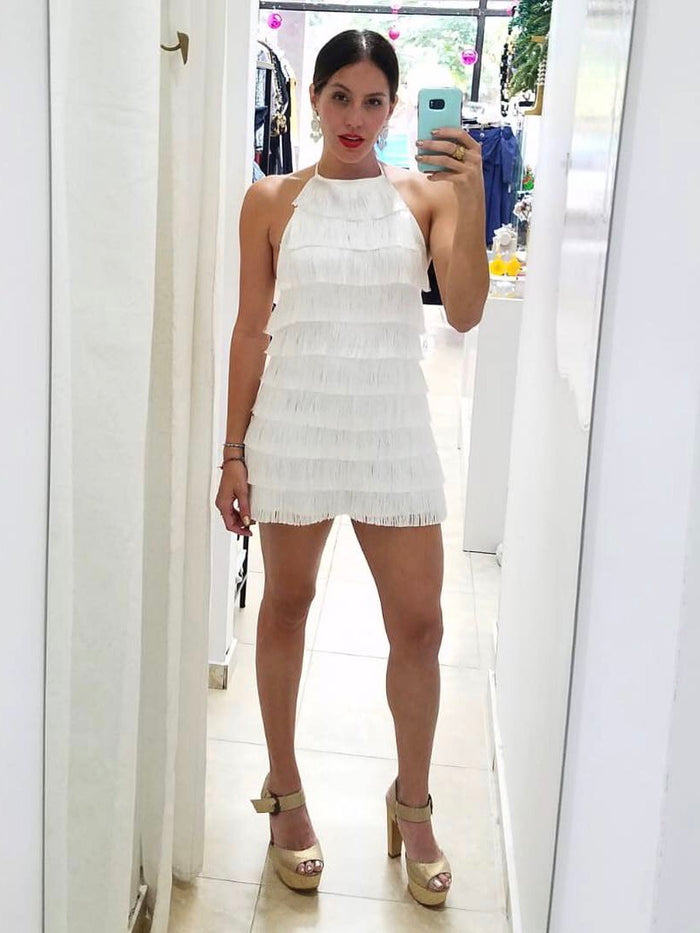 White Fringe Romper